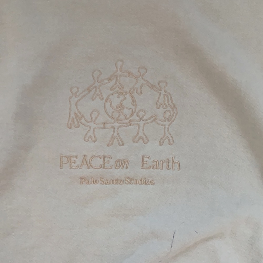 Palo santos studios sand sweatshirt large women’s oversized peace on earth - Picture 2 of 6